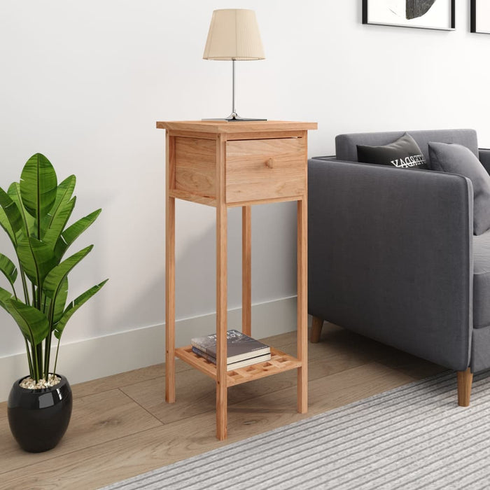 vidaXL Side Table with Drawer 25x25x60cm Solid Wood Walnut