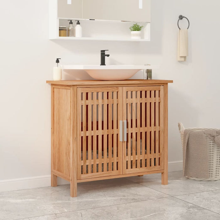 vidaXL Bathroom Sink Cabinet 66x29x61.5 cm Solid Wood Walnut