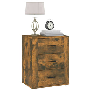 vidaXL Bedside Cabinet Smoked Oak 50x36x60 cm Engineered Wood