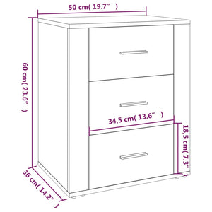 vidaXL Bedside Cabinet Smoked Oak 50x36x60 cm Engineered Wood