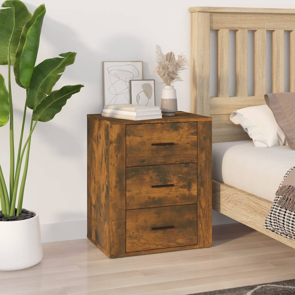 vidaXL Bedside Cabinet Smoked Oak 50x36x60 cm Engineered Wood