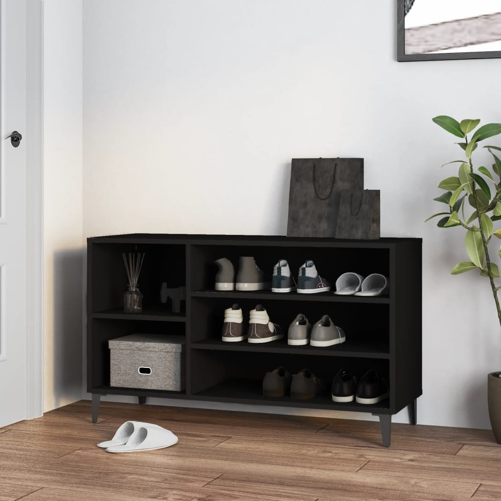 vidaXL Shoe Cabinet Black 102x36x60 cm Engineered Wood