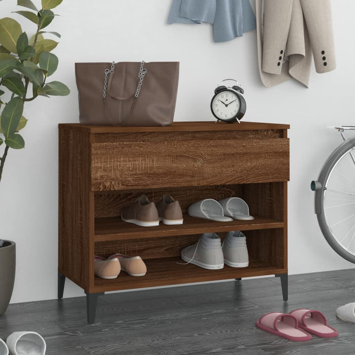 vidaXL Shoe Cabinet Smoked Oak 70x36x60 cm Engineered Wood