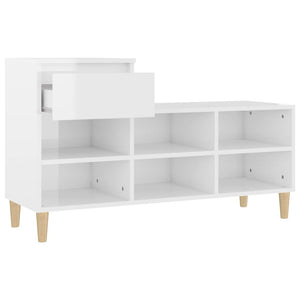 vidaXL Shoe Cabinet High Gloss White 102x36x60 cm Engineered Wood