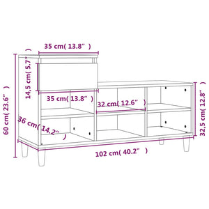 vidaXL Shoe Cabinet High Gloss White 102x36x60 cm Engineered Wood
