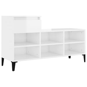 vidaXL Shoe Cabinet High Gloss White 102x36x60 cm Engineered Wood