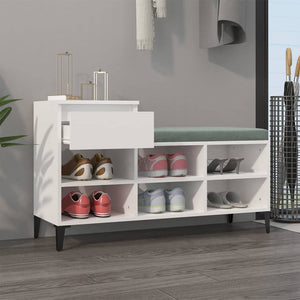 vidaXL Shoe Cabinet High Gloss White 102x36x60 cm Engineered Wood