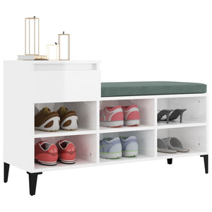 vidaXL Shoe Cabinet High Gloss White 102x36x60 cm Engineered Wood