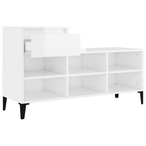 vidaXL Shoe Cabinet High Gloss White 102x36x60 cm Engineered Wood