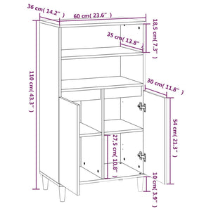 vidaXL Highboard Concrete Grey 60x36x110 cm Engineered Wood