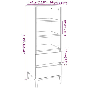 vidaXL Highboard Concrete Grey 40x36x110 cm Engineered Wood