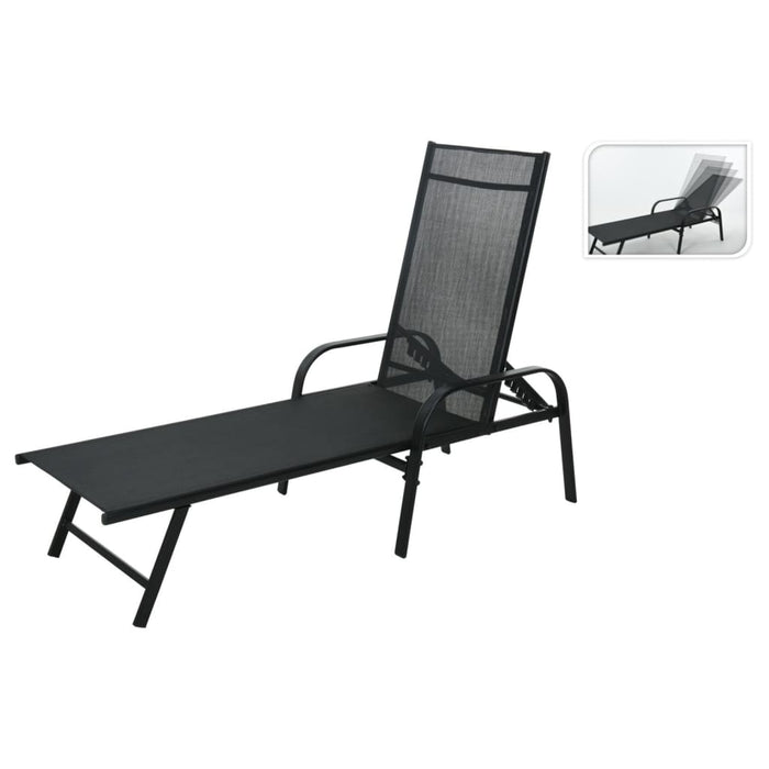 ProGarden Foldable Sunlounger 195x60x45 cm Black