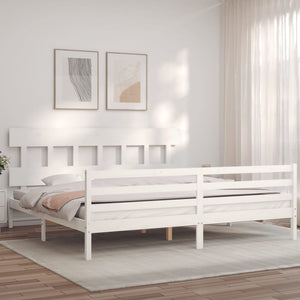 vidaXL Bed Frame without Mattress White Super King Size Solid Wood