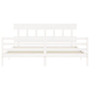 vidaXL Bed Frame without Mattress White Super King Size Solid Wood