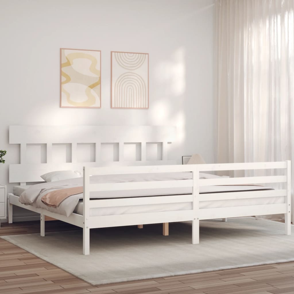 vidaXL Bed Frame without Mattress White Super King Size Solid Wood