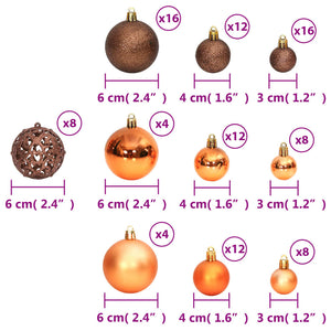 vidaXL Christmas Baubles 100 pcs Brown 3 / 4 / 6 cm