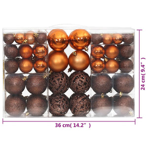 vidaXL Christmas Baubles 100 pcs Brown 3 / 4 / 6 cm