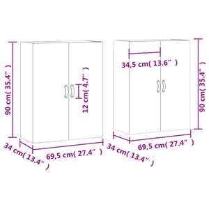 vidaXL Wall Mounted Cabinets 2 pcs Concrete Grey 69.5x34x90 cm