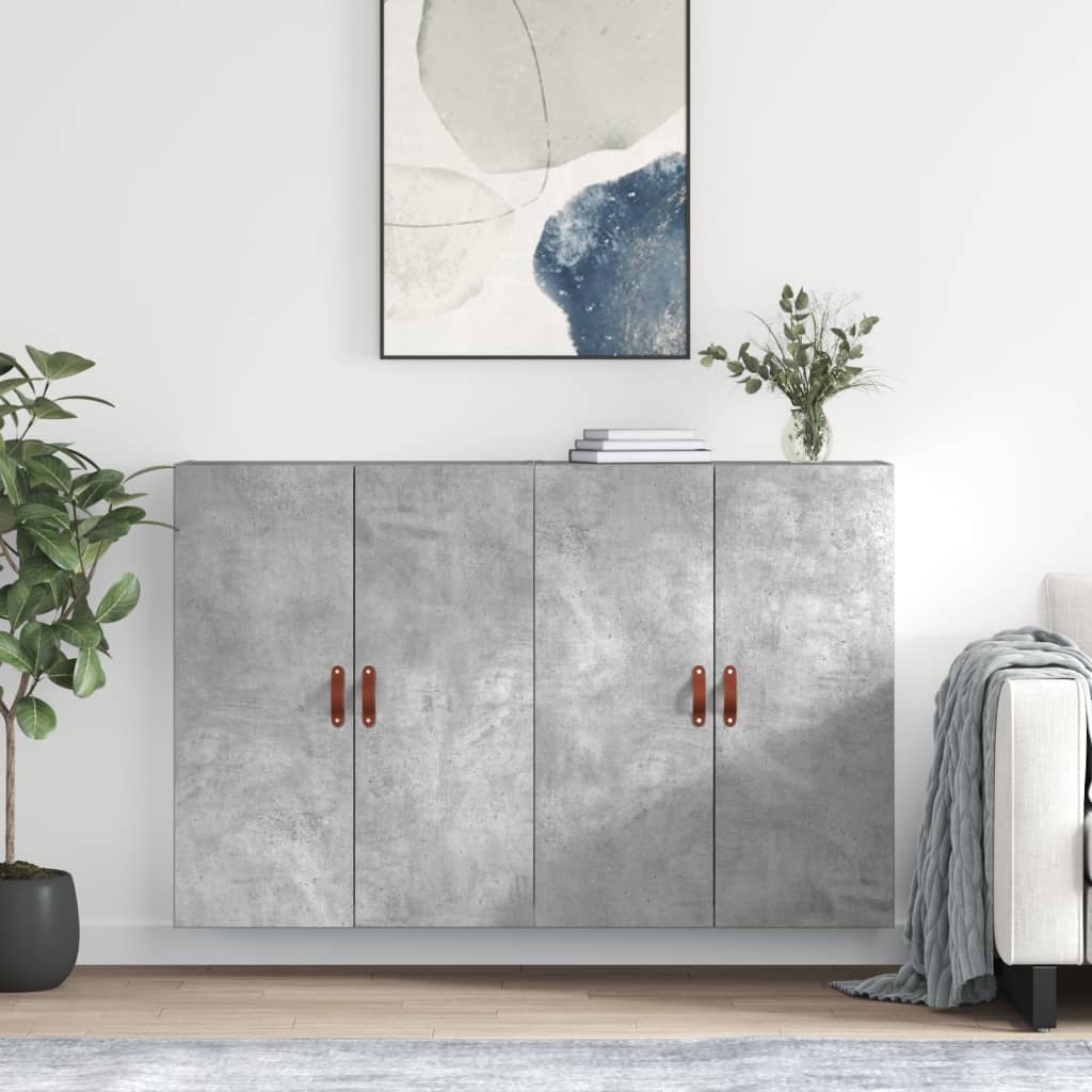 vidaXL Wall Mounted Cabinets 2 pcs Concrete Grey 69.5x34x90 cm