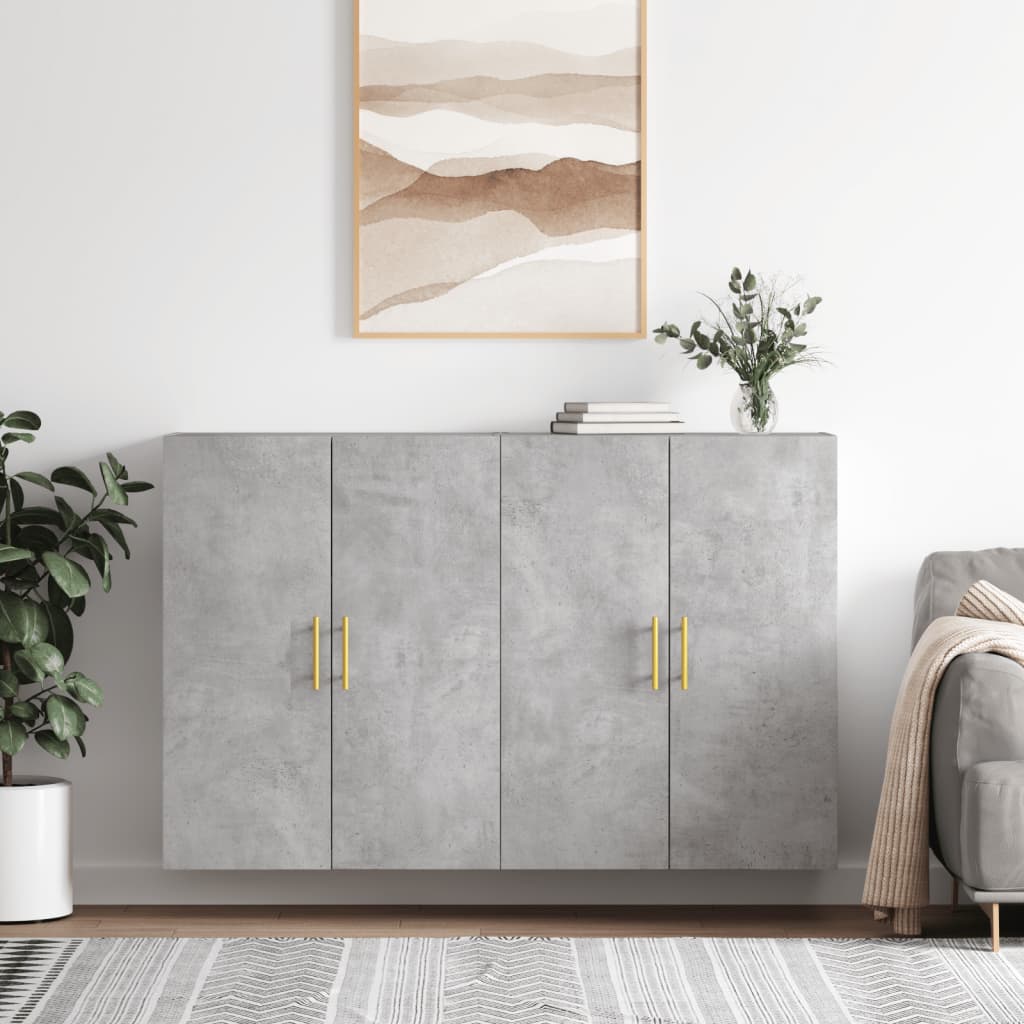 vidaXL Wall Mounted Cabinets 2 pcs Concrete Grey 69.5x34x90 cm