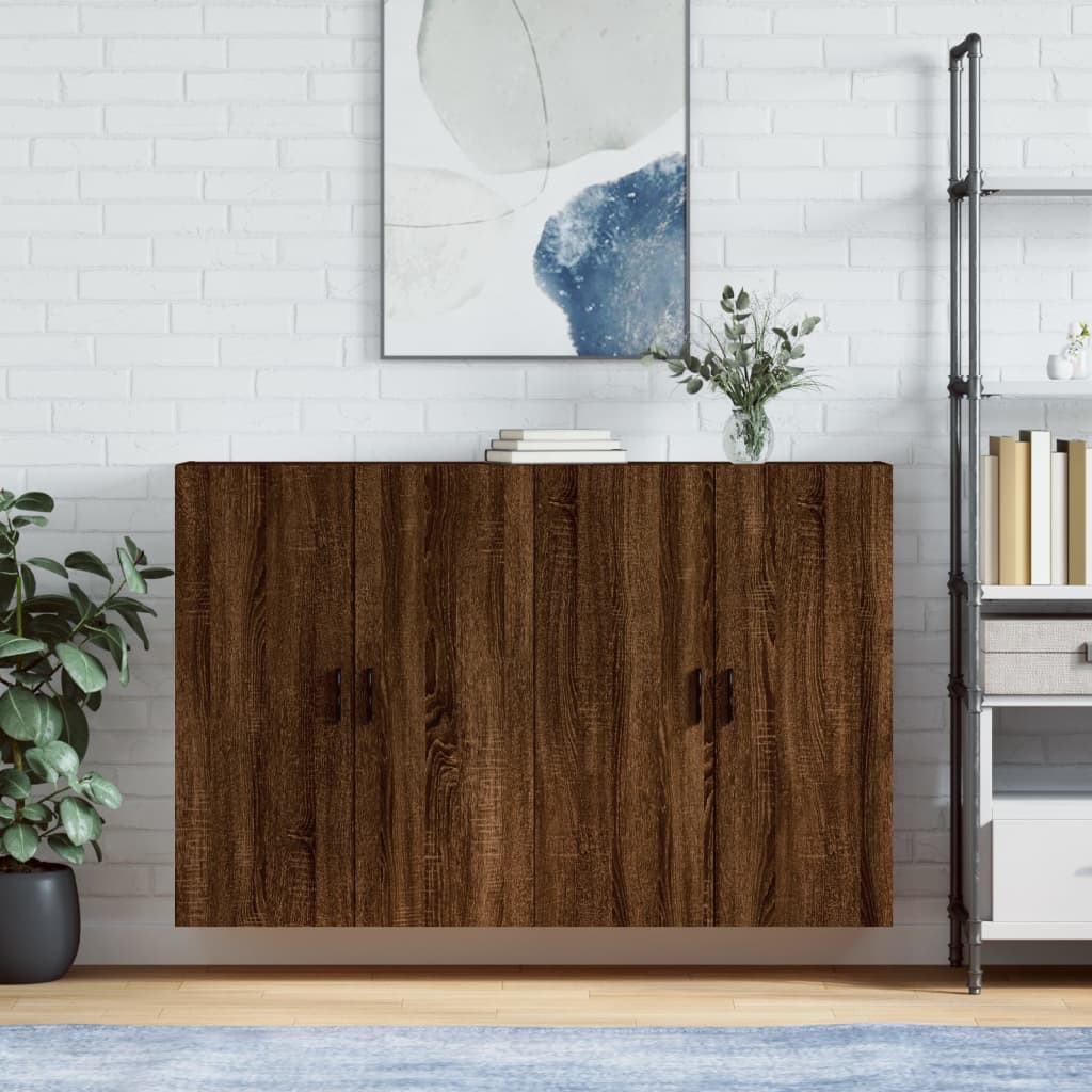 vidaXL Wall Mounted Cabinets 2 pcs Brown Oak 69.5x34x90 cm