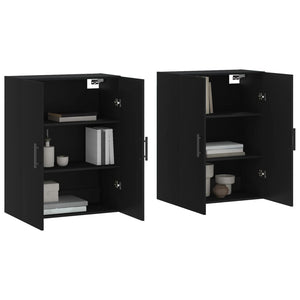 vidaXL Wall Mounted Cabinets 2 pcs Black 69.5x34x90 cm