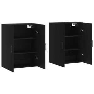 vidaXL Wall Mounted Cabinets 2 pcs Black 69.5x34x90 cm