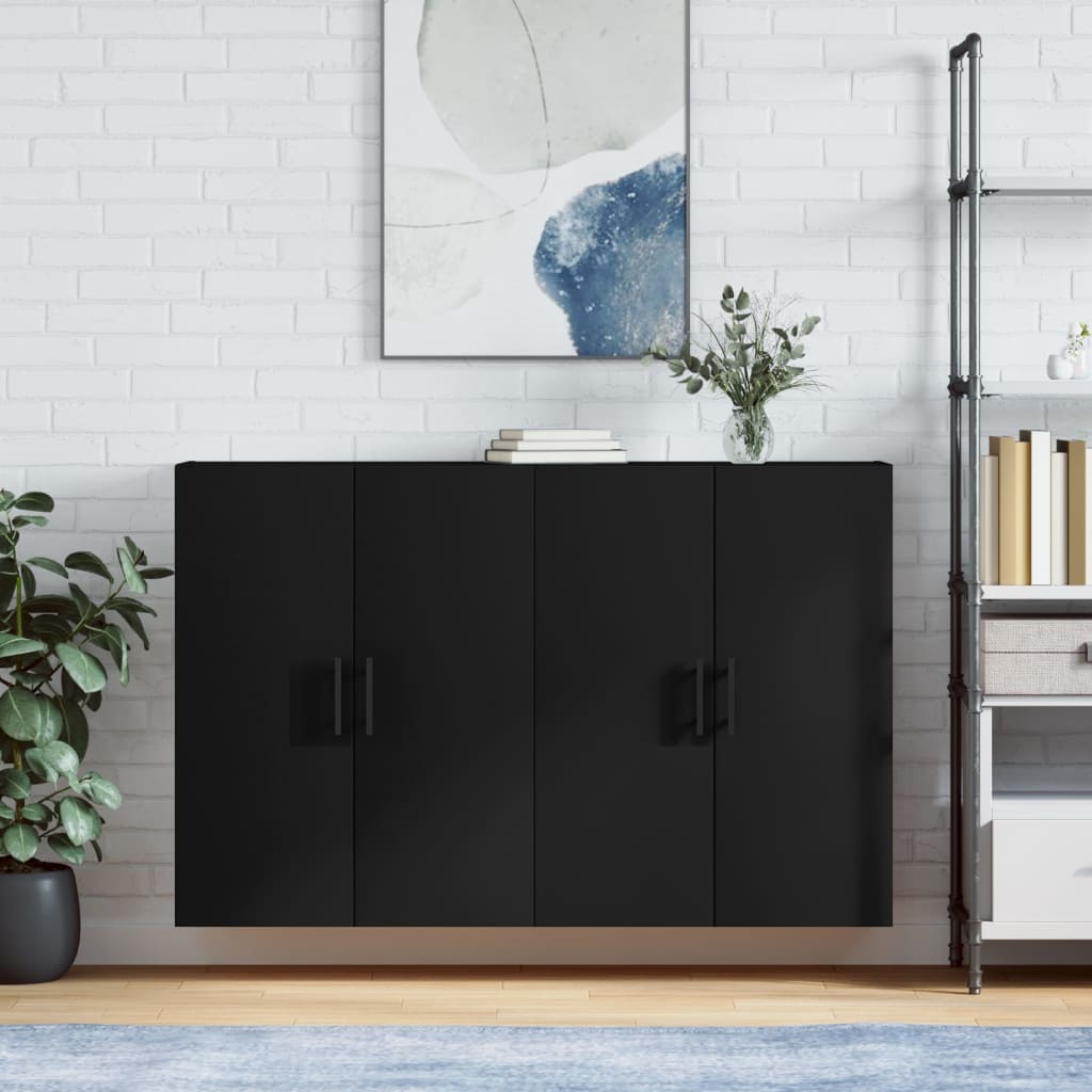 vidaXL Wall Mounted Cabinets 2 pcs Black 69.5x34x90 cm