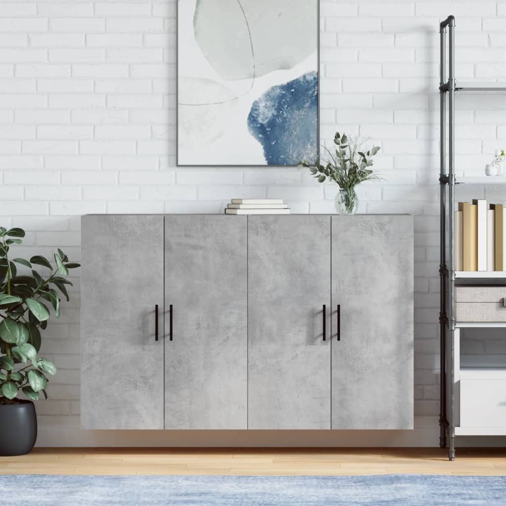 vidaXL Wall Mounted Cabinets 2 pcs Concrete Grey 69.5x34x90 cm