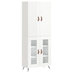 vidaXL Highboard High Gloss White 69.5x34x180 cm Engineered Wood