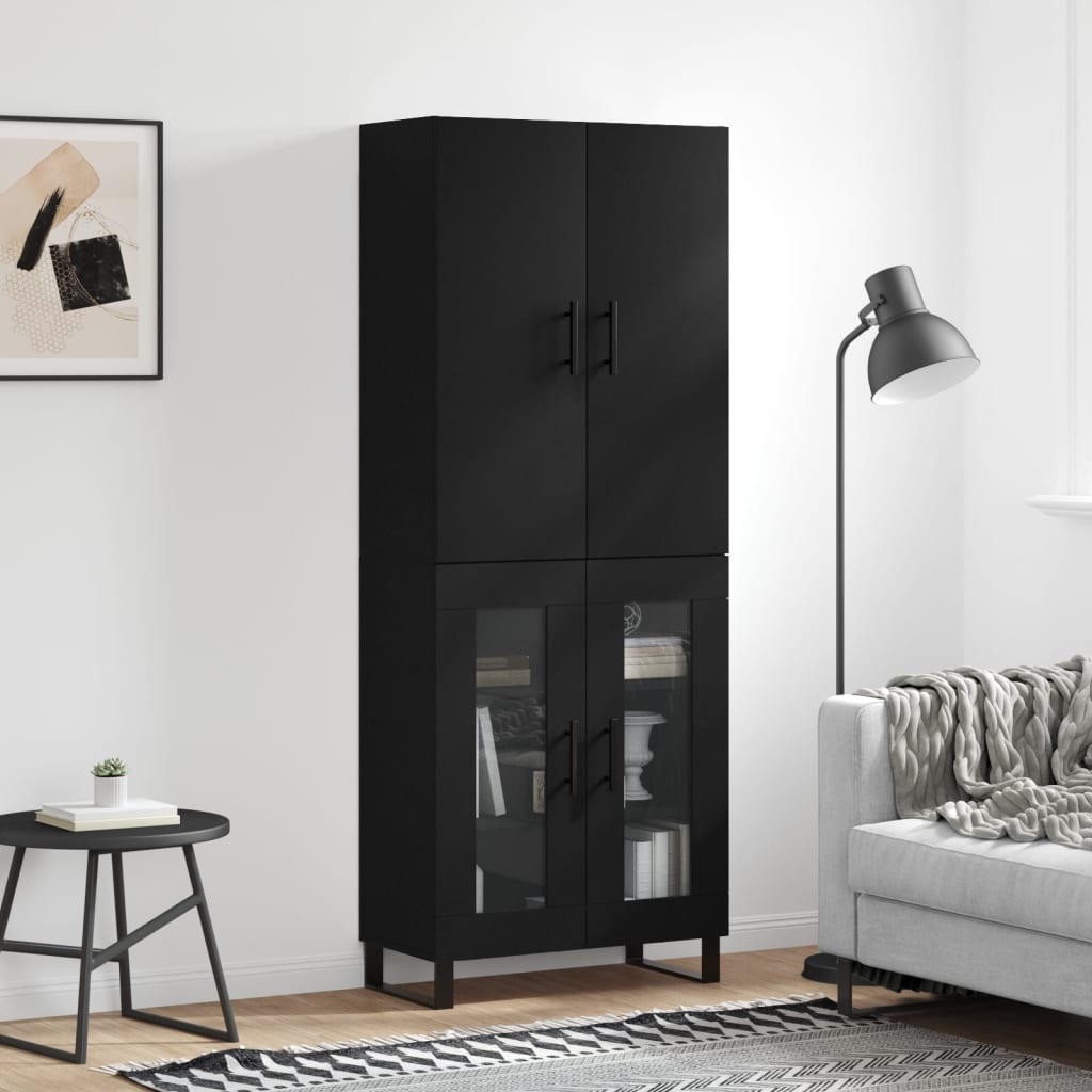 vidaXL Highboard Black 69.5x34x180 cm Engineered Wood