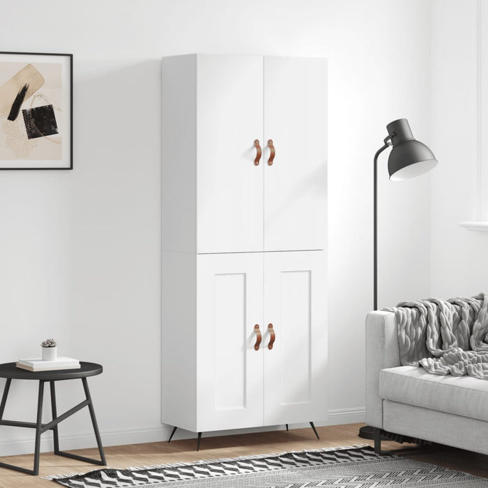 vidaXL Highboard High Gloss White 69.5x34x180 cm Engineered Wood