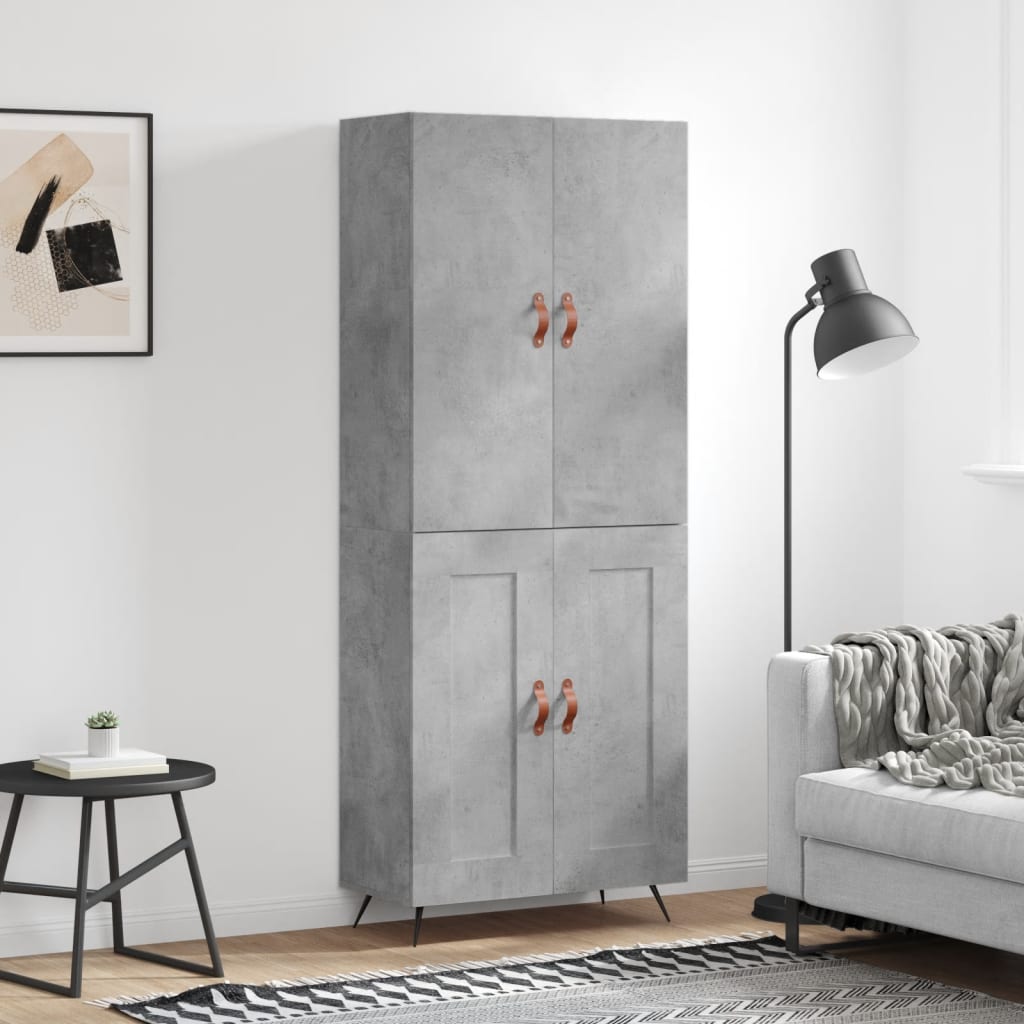 vidaXL Highboard Concrete Grey 69.5x34x180 cm Engineered Wood