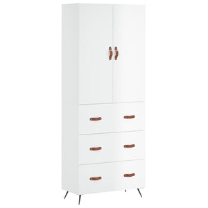 vidaXL Highboard High Gloss White 69.5x34x180 cm Engineered Wood