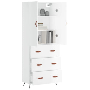 vidaXL Highboard High Gloss White 69.5x34x180 cm Engineered Wood