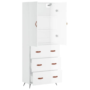 vidaXL Highboard High Gloss White 69.5x34x180 cm Engineered Wood