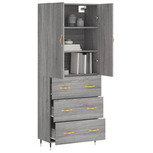 vidaXL Highboard Grey Sonoma 69.5x34x180 cm Engineered Wood