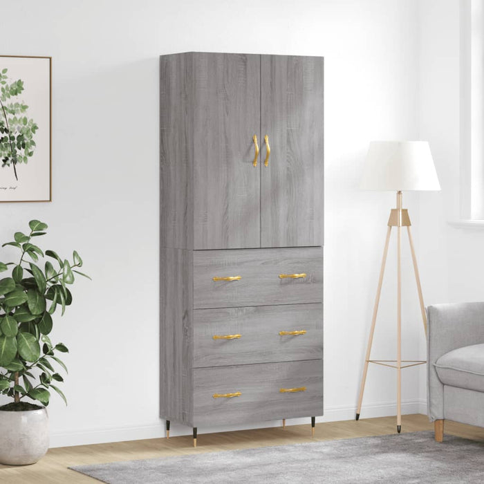 vidaXL Highboard Grey Sonoma 69.5x34x180 cm Engineered Wood