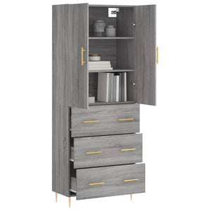 vidaXL Highboard Grey Sonoma 69.5x34x180 cm Engineered Wood