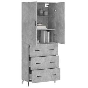 vidaXL Highboard Concrete Grey 69.5x34x180 cm Engineered Wood