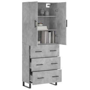 vidaXL Highboard Concrete Grey 69.5x34x180 cm Engineered Wood