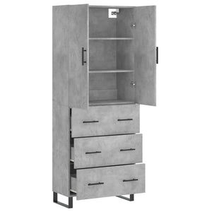 vidaXL Highboard Concrete Grey 69.5x34x180 cm Engineered Wood