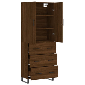 vidaXL Highboard Brown Oak 69.5x34x180 cm Engineered Wood