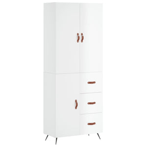 vidaXL Highboard High Gloss White 69.5x34x180 cm Engineered Wood