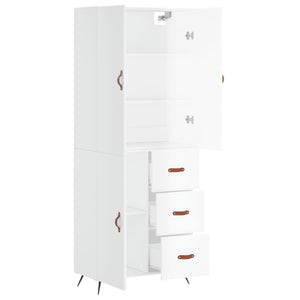 vidaXL Highboard High Gloss White 69.5x34x180 cm Engineered Wood