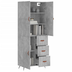 vidaXL Highboard Concrete Grey 69.5x34x180 cm Engineered Wood