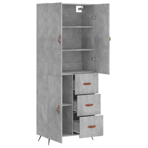 vidaXL Highboard Concrete Grey 69.5x34x180 cm Engineered Wood