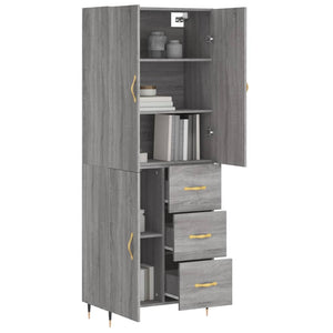 vidaXL Highboard Grey Sonoma 69.5x34x180 cm Engineered Wood