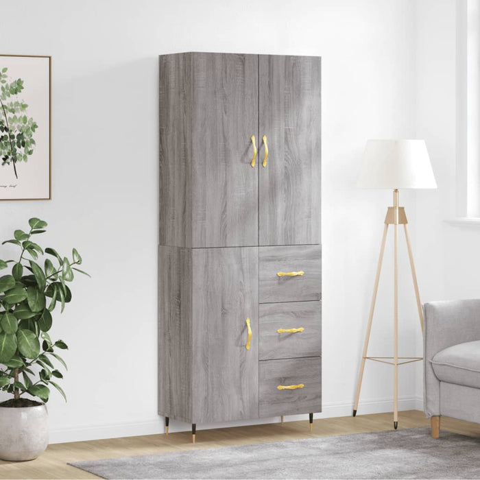 vidaXL Highboard Grey Sonoma 69.5x34x180 cm Engineered Wood