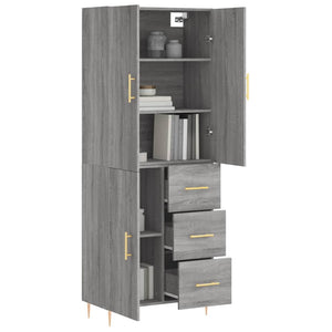 vidaXL Highboard Grey Sonoma 69.5x34x180 cm Engineered Wood